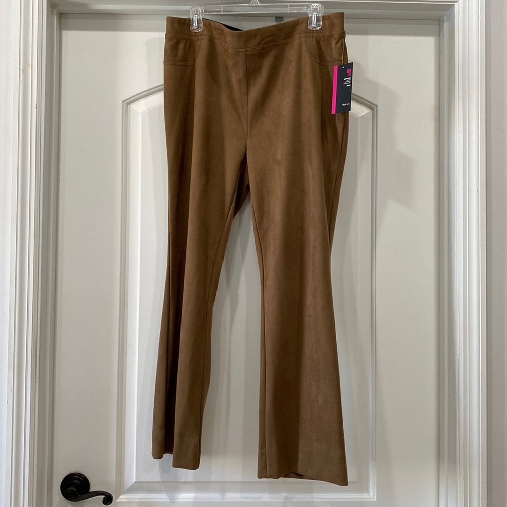 Style & co. Boot leg faux suede trousers